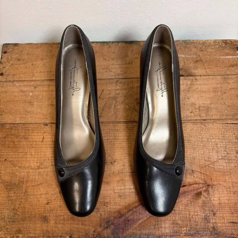 Hush Puppies Comfort Style Black Pump Heels Sz 9.5